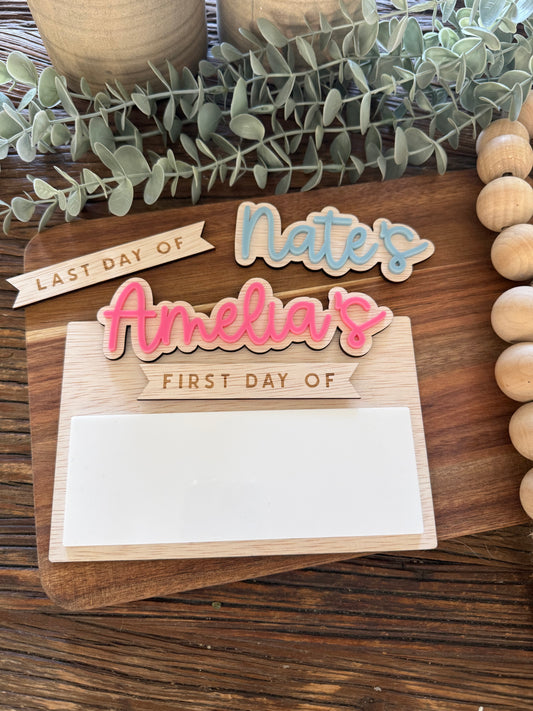 Interchangeable First Day Last Day School Sign - Personalised Reusable Back to School Photo Prop