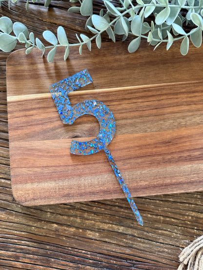 Number Cake Topper — Glitter Colours